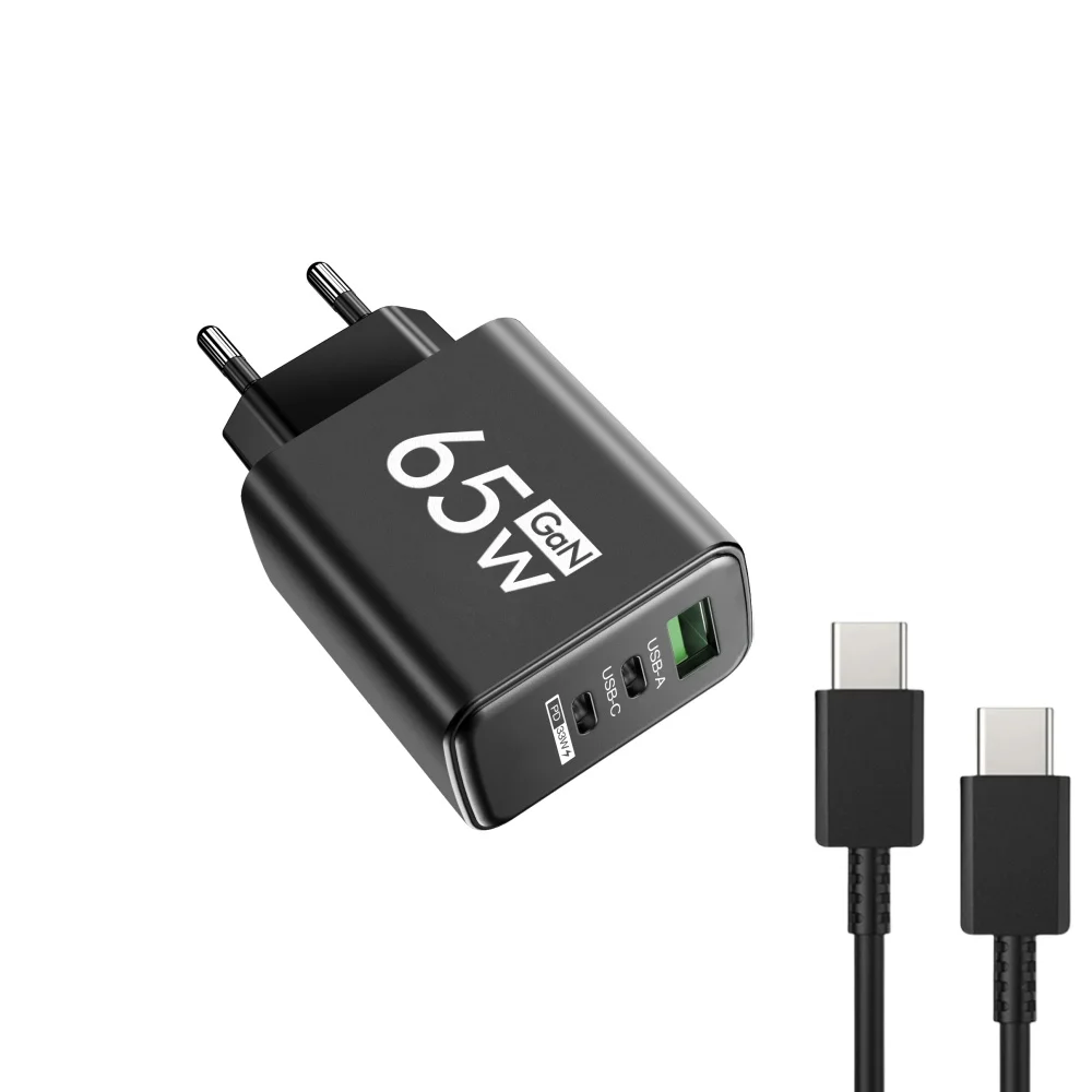 PD 65W GaN USB C Charger 3 Ports Fast Charger Quick Charge 3.0 Type C Phone Adapter For iPhone 15 16 Samsung Xiaomi Wall Charger - Image 5