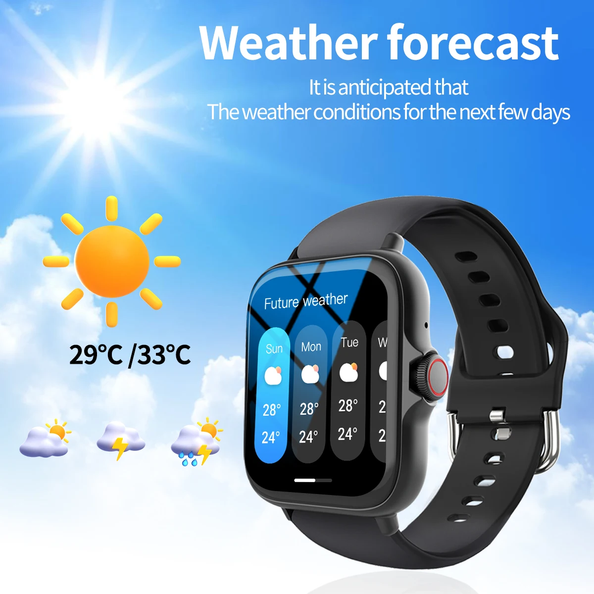Smart watch with full touch screen, call, message reminder, music control and other functions, compatible with iPhone/android mo - Image 3