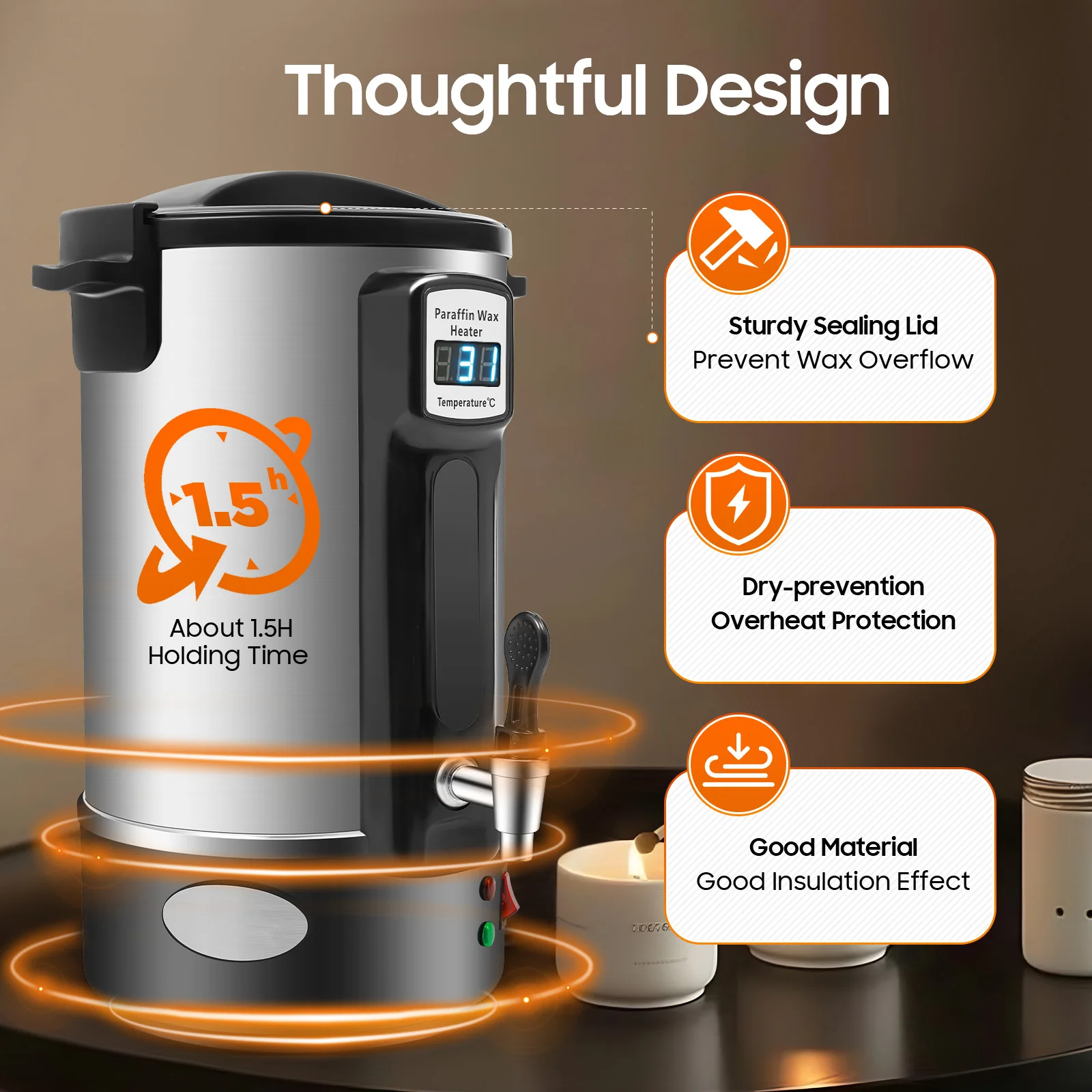 8/10.8/12L 1100W Wax Melter,stainless Steel Wax Warmer Machine,wax Melter For Candle Making W/ Heating Spout - Image 14