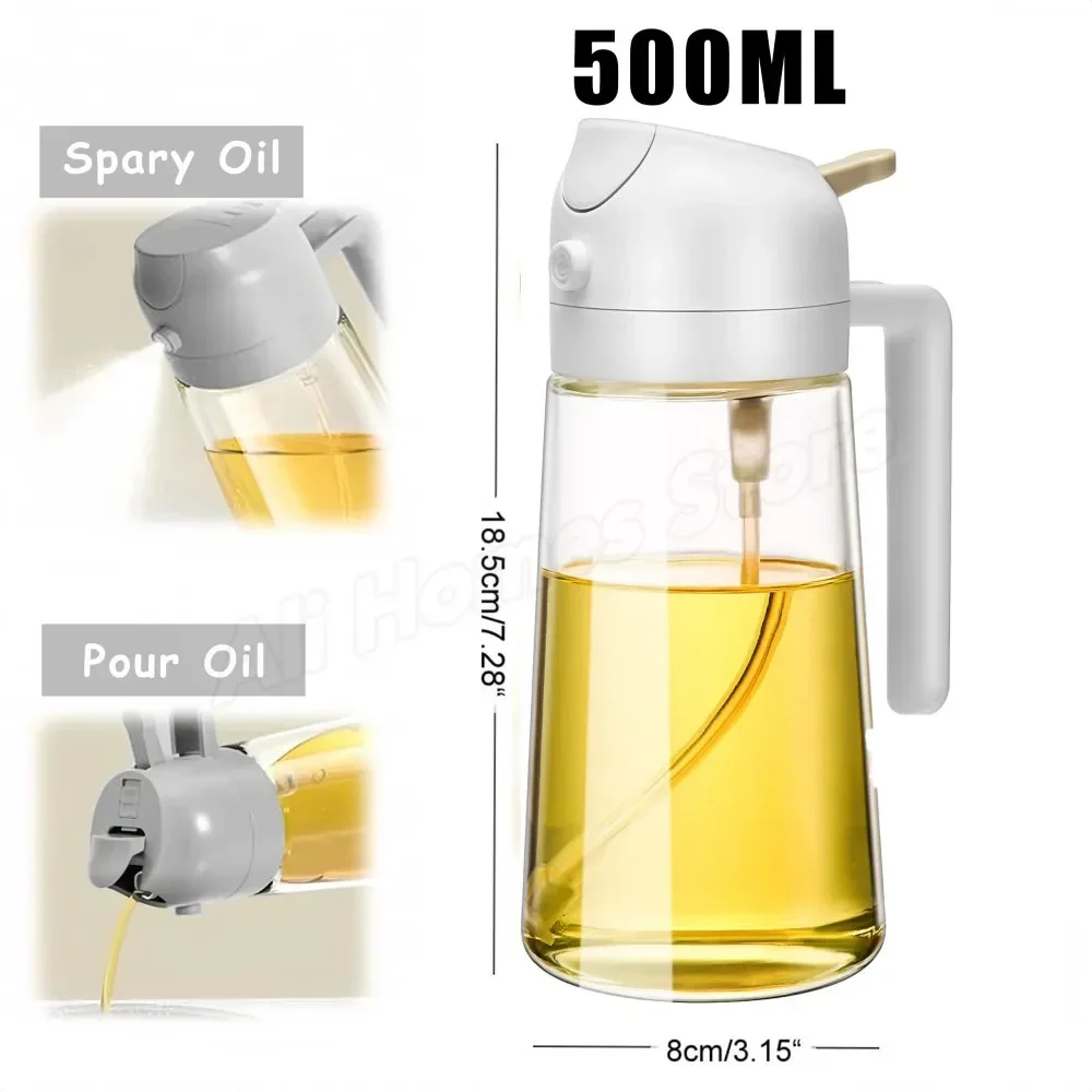 2IN1 Oil Dispenser 1-2PCS Mister 500ML Spray Plastics Oil Spray Bottle with 2pcs Brush Spray Pour Cooking Spritzer BBQ Bottle - Image 19