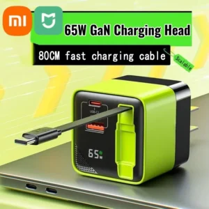 Xiaomi Mijia 65W GaN PD USB-C Charging Head Fast Charger With Built-in 80cm TypeC Cable Suitable for iPhone16 15 Promax NEW 2025