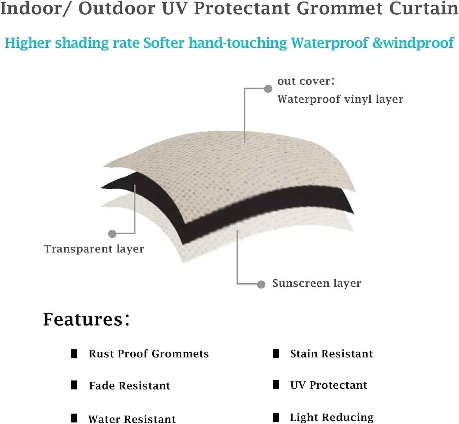 2pcs Outdoor Waterproof Patio Curtains Indoor Blackout Curtain for Living Room Bedroom Pavilion Terrace Garden Porch - Image 15