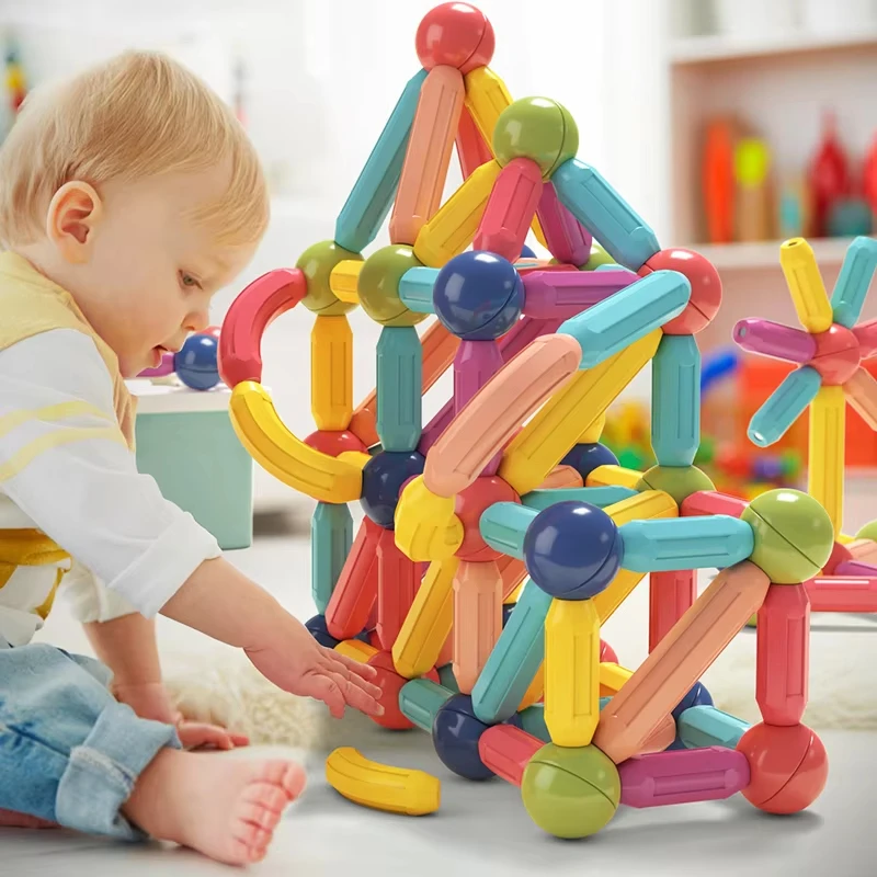128PCS Magnetic Building Blocks Toy Magnetic Construction Set Magnet Ball Sticks Rod Games Montessori Educational Toys for Kids - Image 5