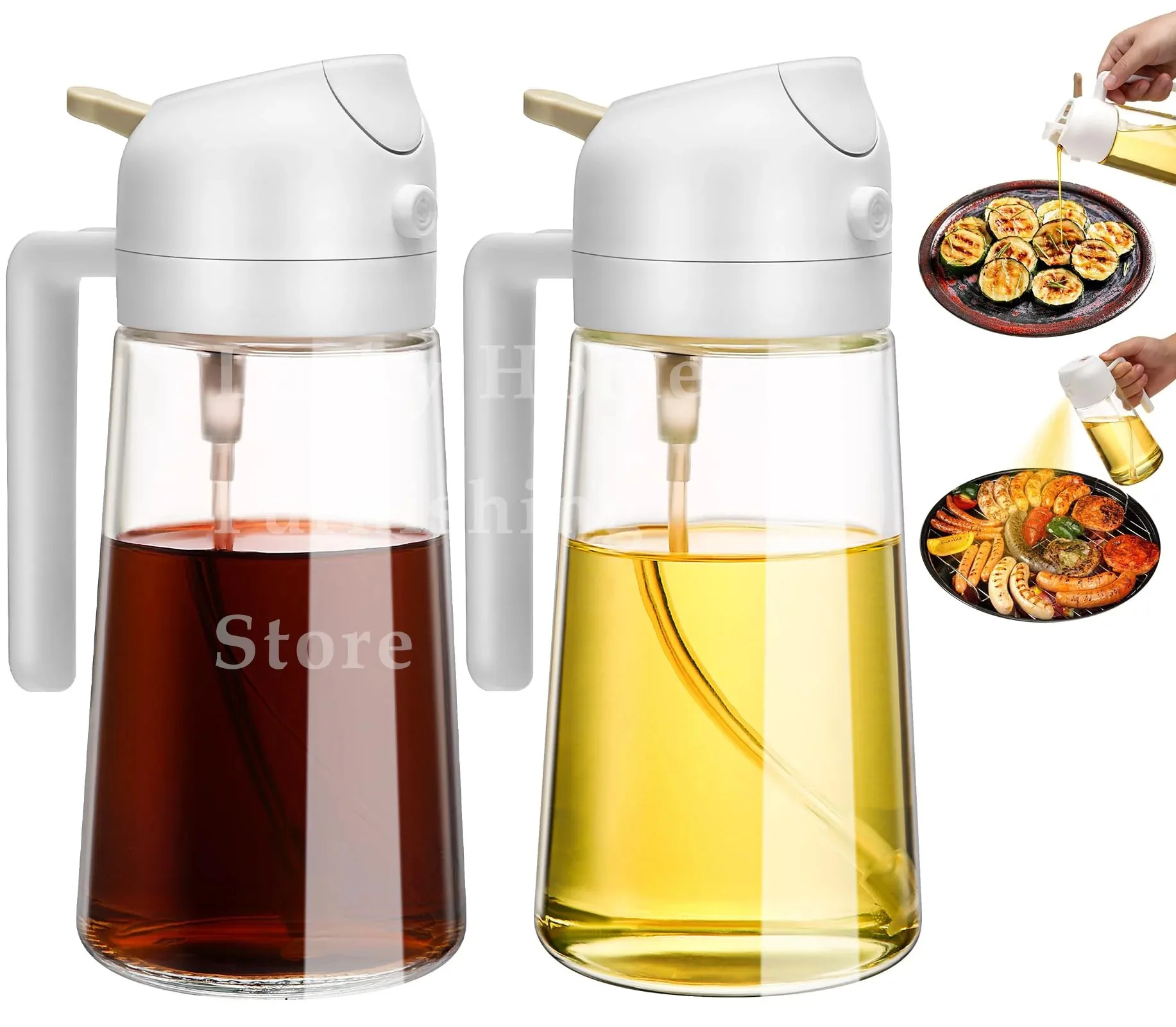 2IN1 Oil Dispenser 1-2PCS Mister 500ML Spray Plastics Oil Spray Bottle with 2pcs Brush Spray Pour Cooking Spritzer BBQ Bottle - Image 21