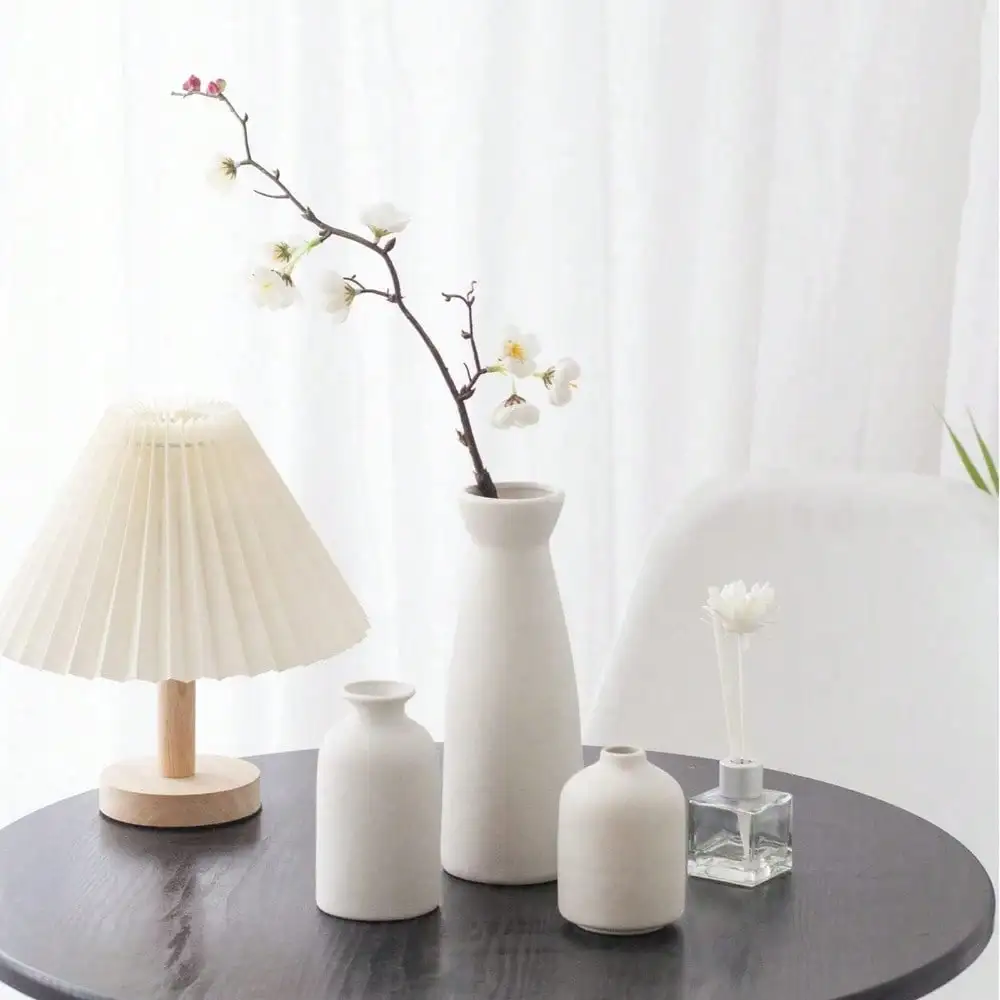 3PCS Bohemian Ceramic Vase Set, Matte Neutral Cylinder Vases for Home Decor, Mother's Day Gift & Living Room Elegant Decor - Image 2