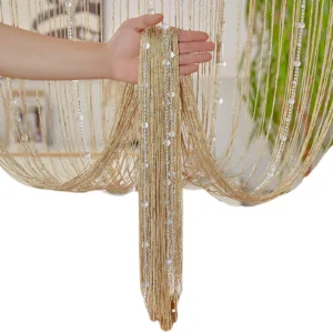 Crystal Beaded String Curtains Screen String Divider Blind Flash Line Shiny Tassel String Door Curtain for Living Door Window