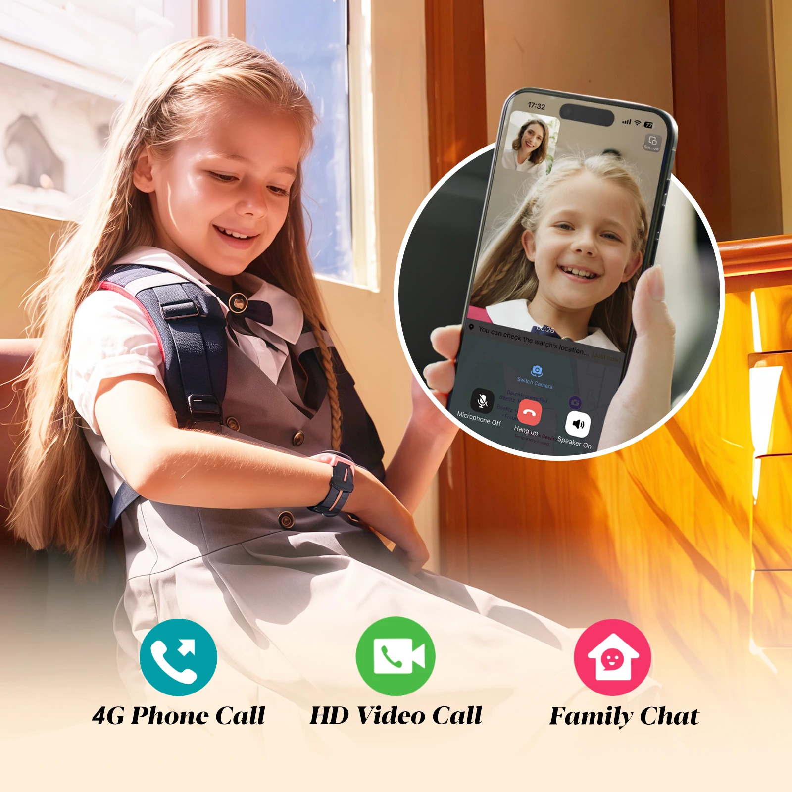 imoo Z1 Watch Phone 4G Smartwatch 1.3‘’ Screen 2MP Wide-angle Camera Voice Messages GPS SOS IPX8 BT4.2 HD Video Call For Kids - Image 2
