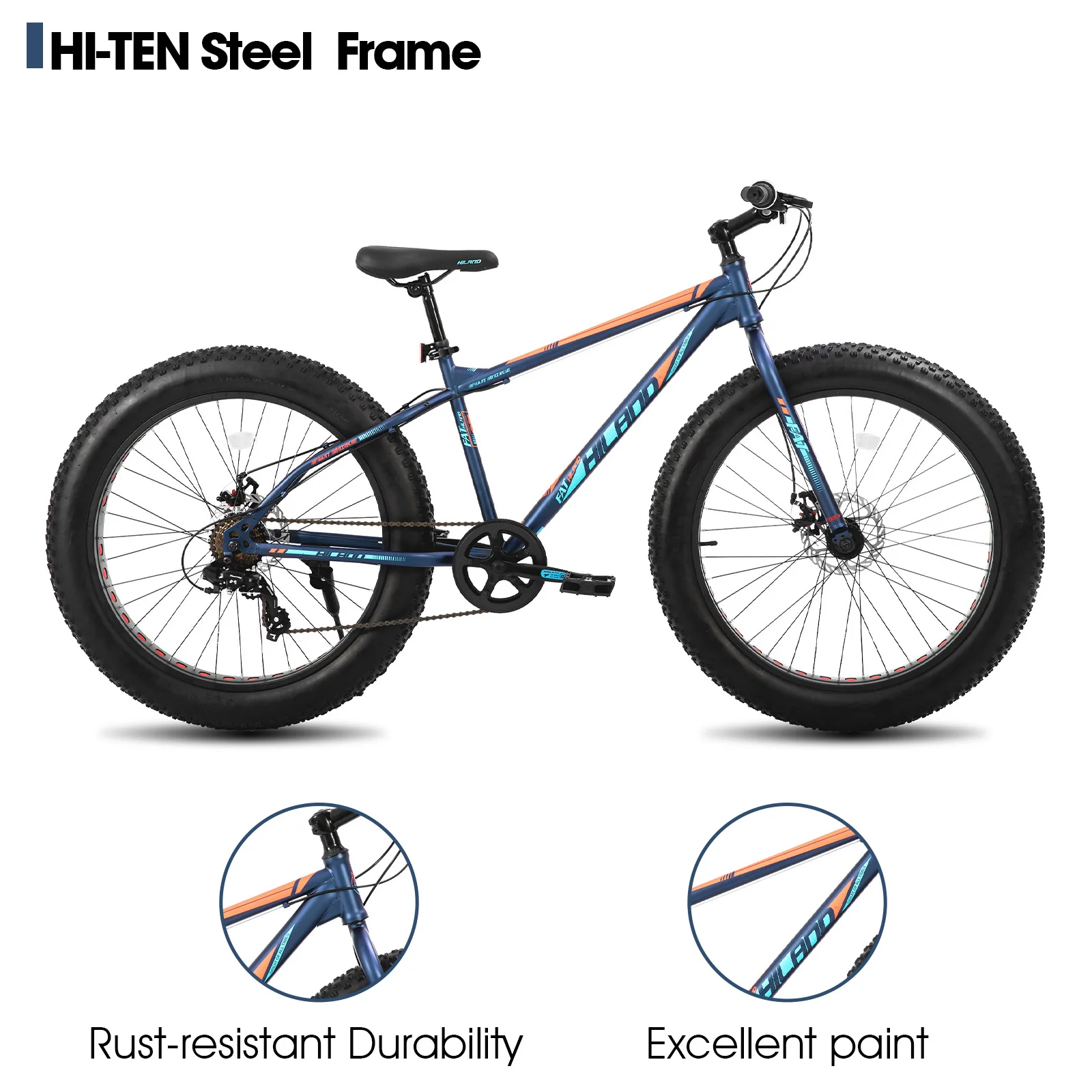 Hiland 20 Inch Kids' Bicycles Fat Tire Mountain Bike for Age 5 + Years, Shimano 7-Speed, Dual-Disc Brake,Kids BeachBicycle - Image 2