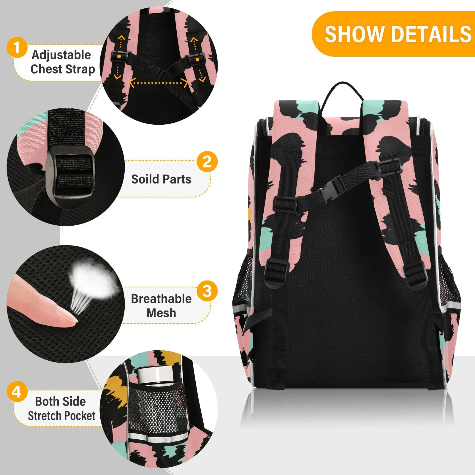 New Schoolbag Children Backpack Girl Primary Rainbow leopard tie-dye reflective stripe Book Bag Multi Pockets Japanese Backpacks - Image 27