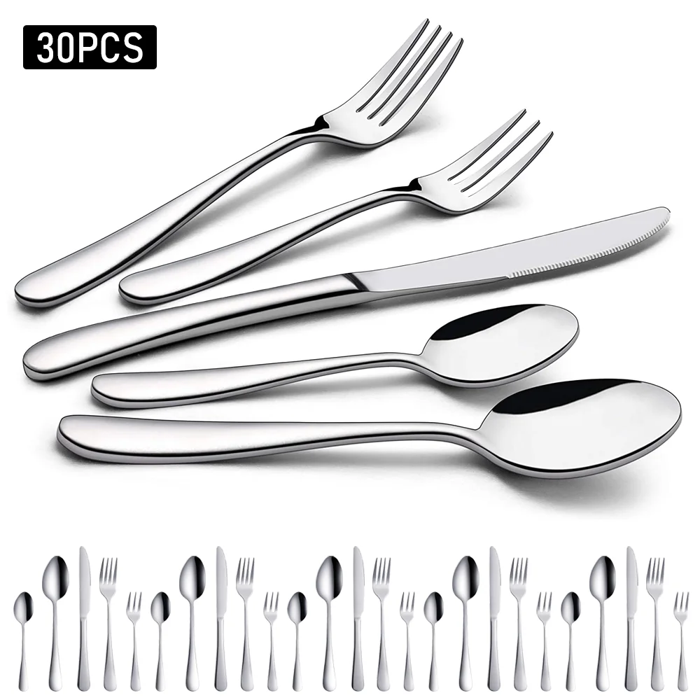 30pc Dinnerwear Sets Luxury Tableware Stainless steels Tableware set Steak Knife Fork Spoon Cutlery Set Kitchen Household - Image 5