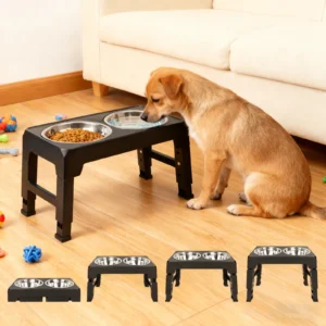 Dog Bowls Elevated Large Dog, High-Rack Adjustable Cat Dog Bowls Stainless Steel Dog Bowl Stand Neck Protection Dog Accessories
