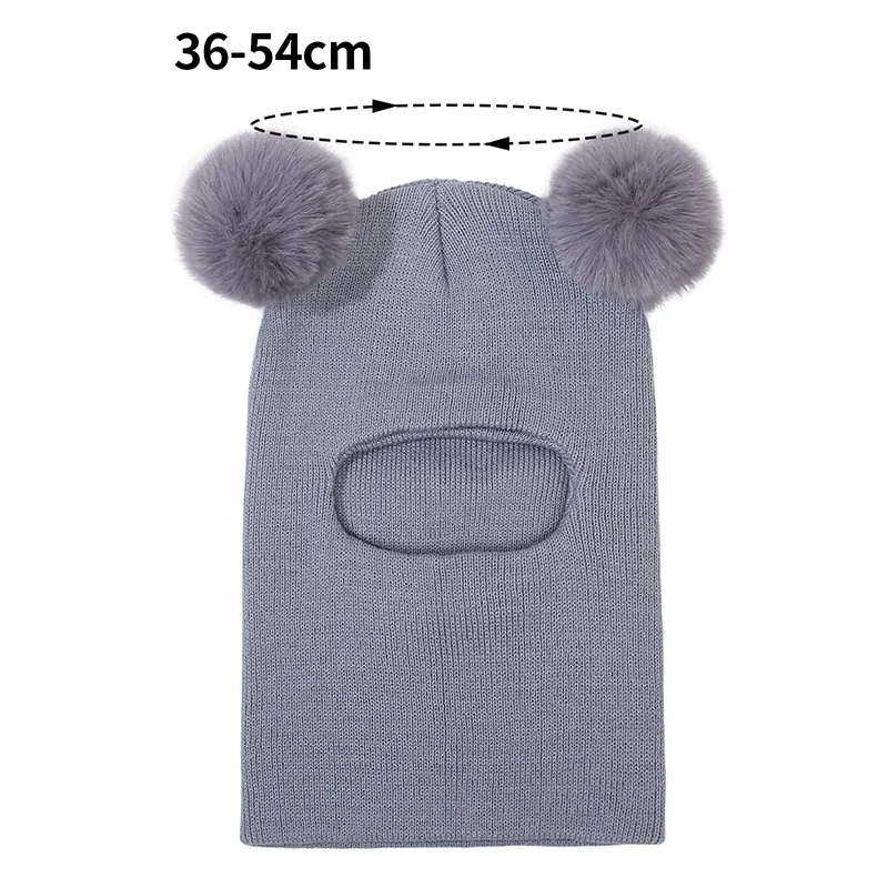 One-Piece Baby Hat Scarf for Boys Cute Pompom Kids Knitted Beanie Winter Infant Girls Cap Ears Neck Warm Protection Bonnet 1-5Y - Image 6