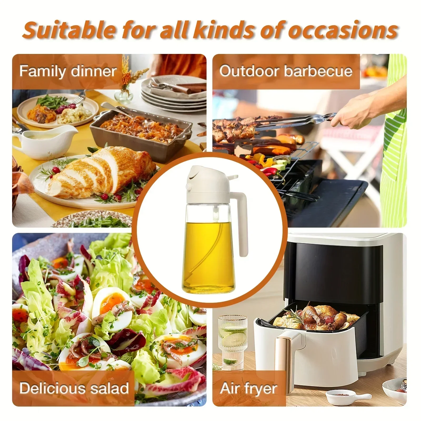 2IN1 Oil Dispenser 1-2PCS Mister 500ML Spray Plastics Oil Spray Bottle with 2pcs Brush Spray Pour Cooking Spritzer BBQ Bottle - Image 50