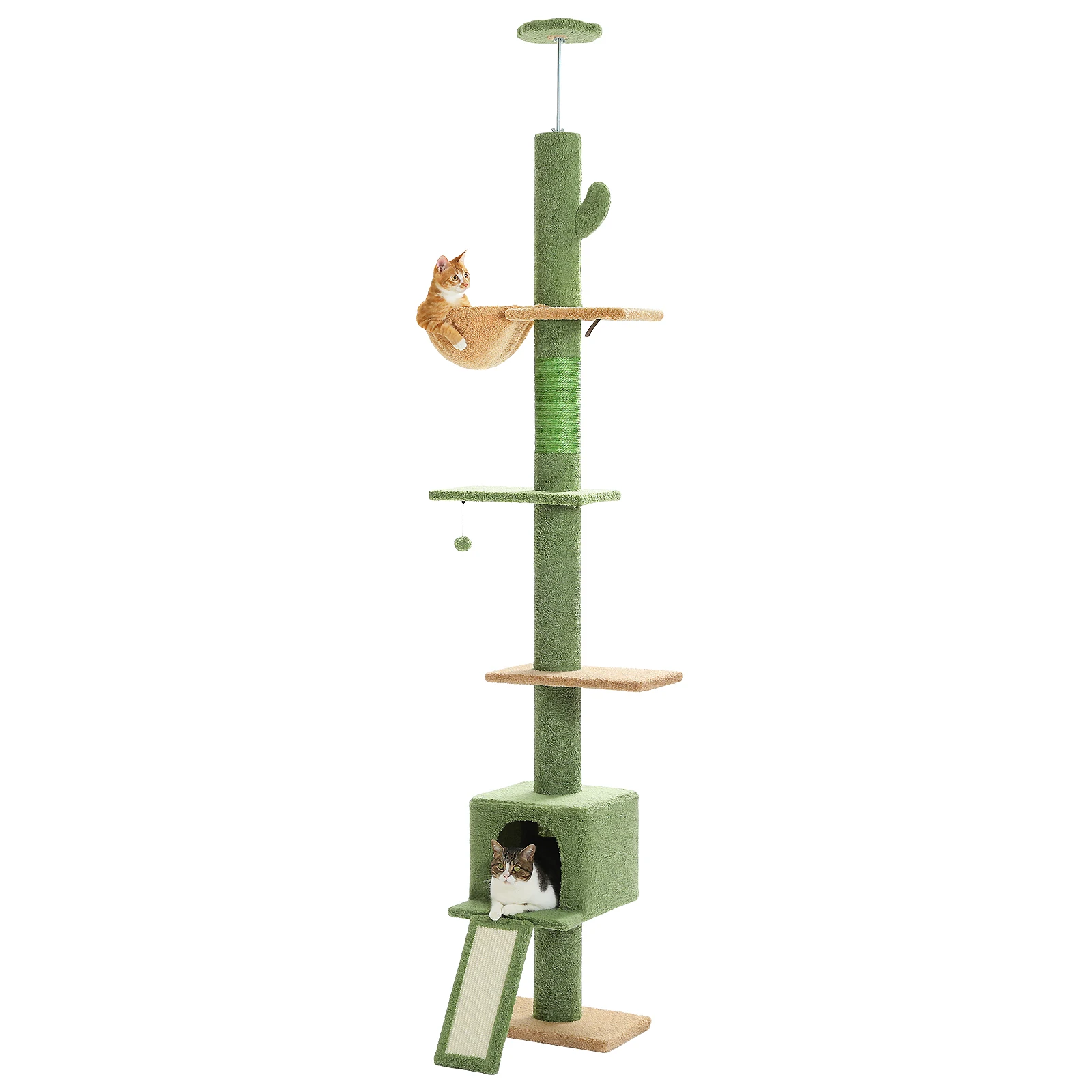 Cactus Cat Tree Floor to Ceiling Cat Tower with Sisal Scratching Post,Comfortable Hammock for Multi-Cat Homes,Cat Accessories - Image 18