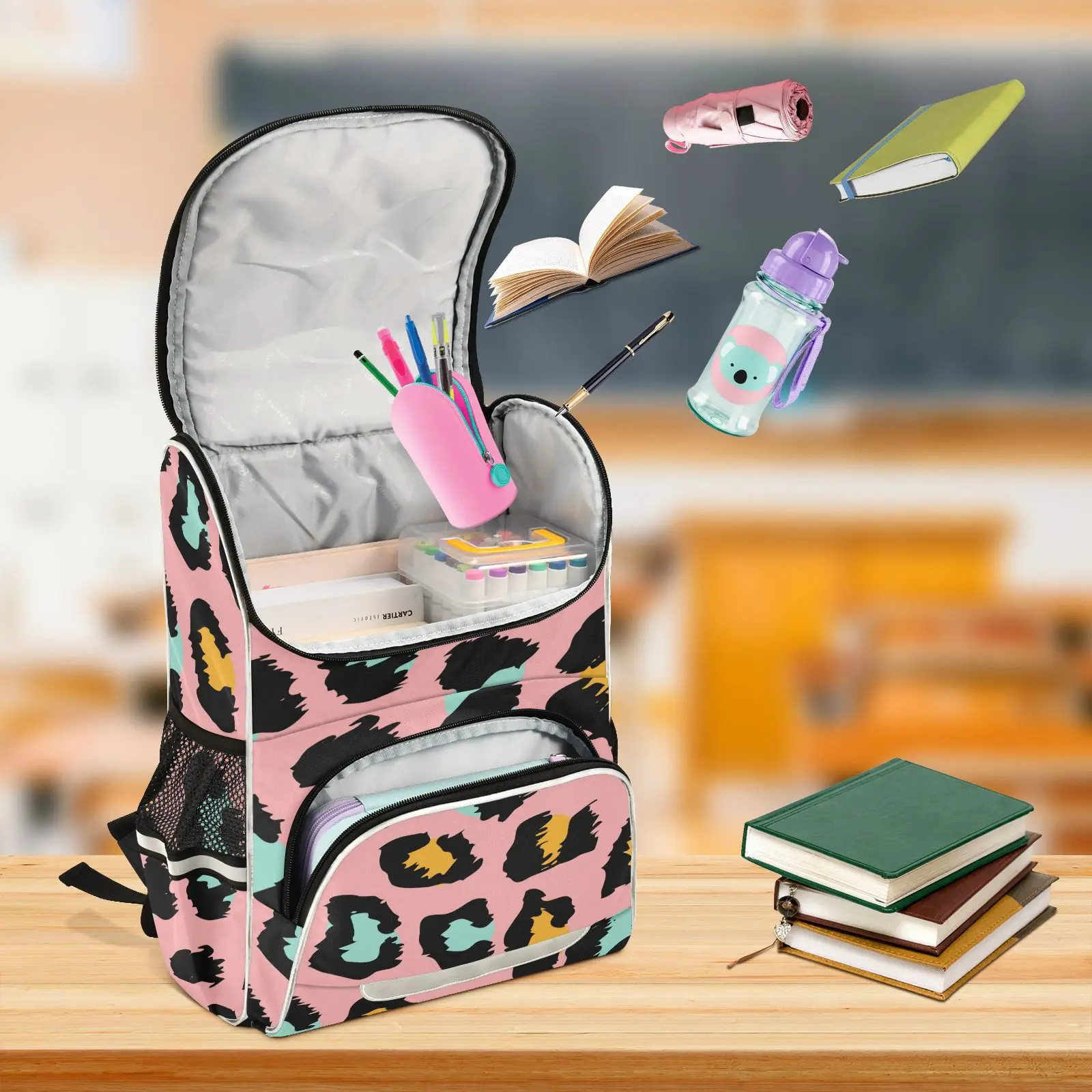 New Schoolbag Children Backpack Girl Primary Rainbow leopard tie-dye reflective stripe Book Bag Multi Pockets Japanese Backpacks - Image 29