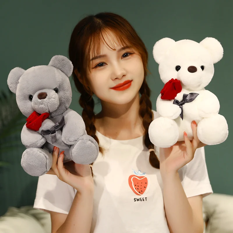 Kawaii Teddy Bear with Roses Plush Toy Soft Bear Stuffed Doll Romantic Gift for Lover Home Decor Valentine's Day Gifts for Girls - Image 5