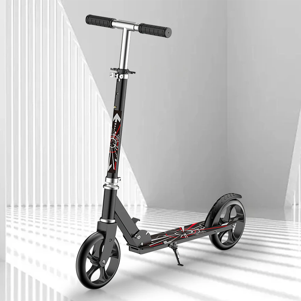 Foldable Handbrake Scooters Adjustable Height Handlebar Portable Two Wheels Pedals Riding Scooter For Teenager Adult - Image 3