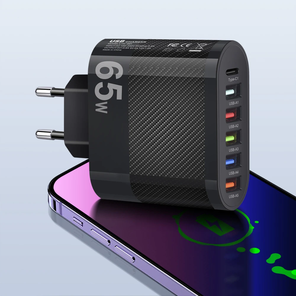 3.1A 5Ports USB Charger PD Charging Adapter For Xiaomi iPhone 13 Samsung Mobile Phone Plug Charging QC 3.0 Wall Charger - Image 14
