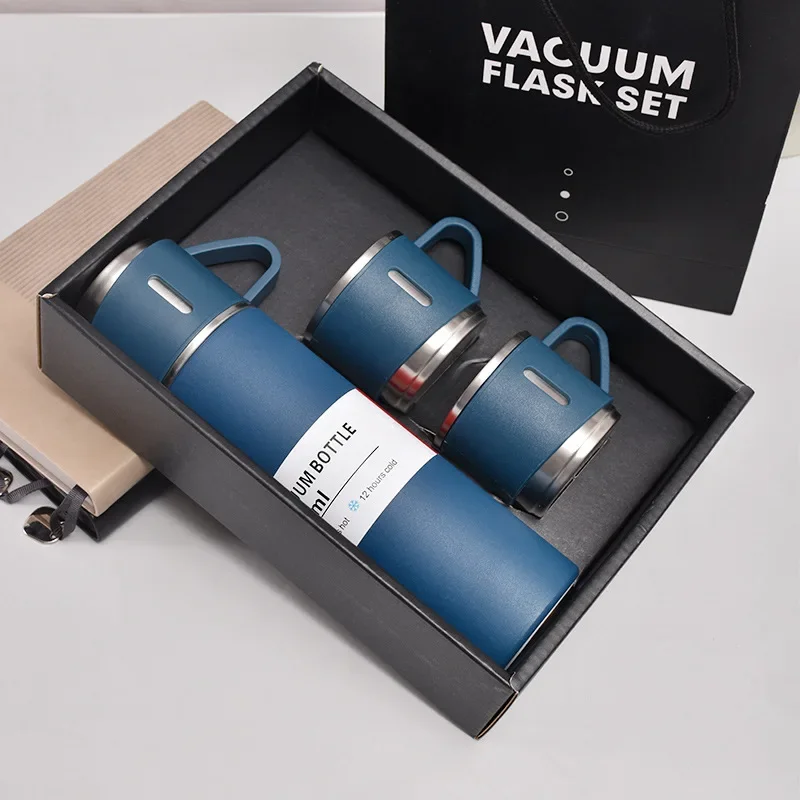 500ML Stainless Steel Vacuum Flask Gift Set Office Business Style Thermos Bottle Outdoor Hot Water Thermal Insulation Couple Cup - Image 3