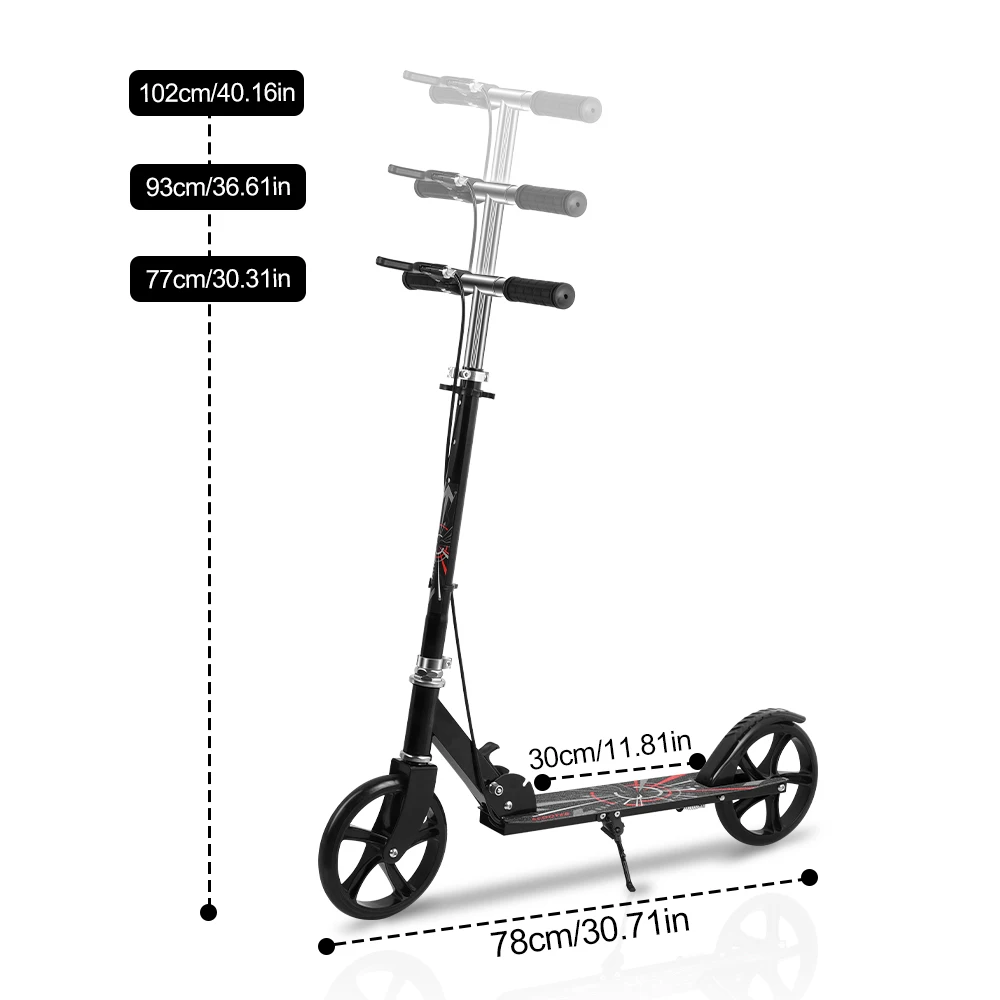 Foldable Handbrake Scooters Adjustable Height Handlebar Portable Two Wheels Pedals Riding Scooter For Teenager Adult - Image 6