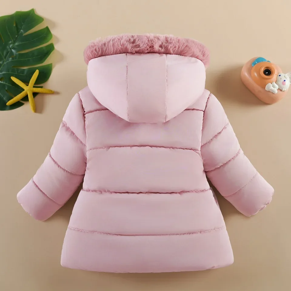 Children Autumn Winter Thick Cotton Coat Kids Girls Warm Pearls Jacket Plush Collar Hooded Windproof Outwear 1 To 6 Years Old - Image 9