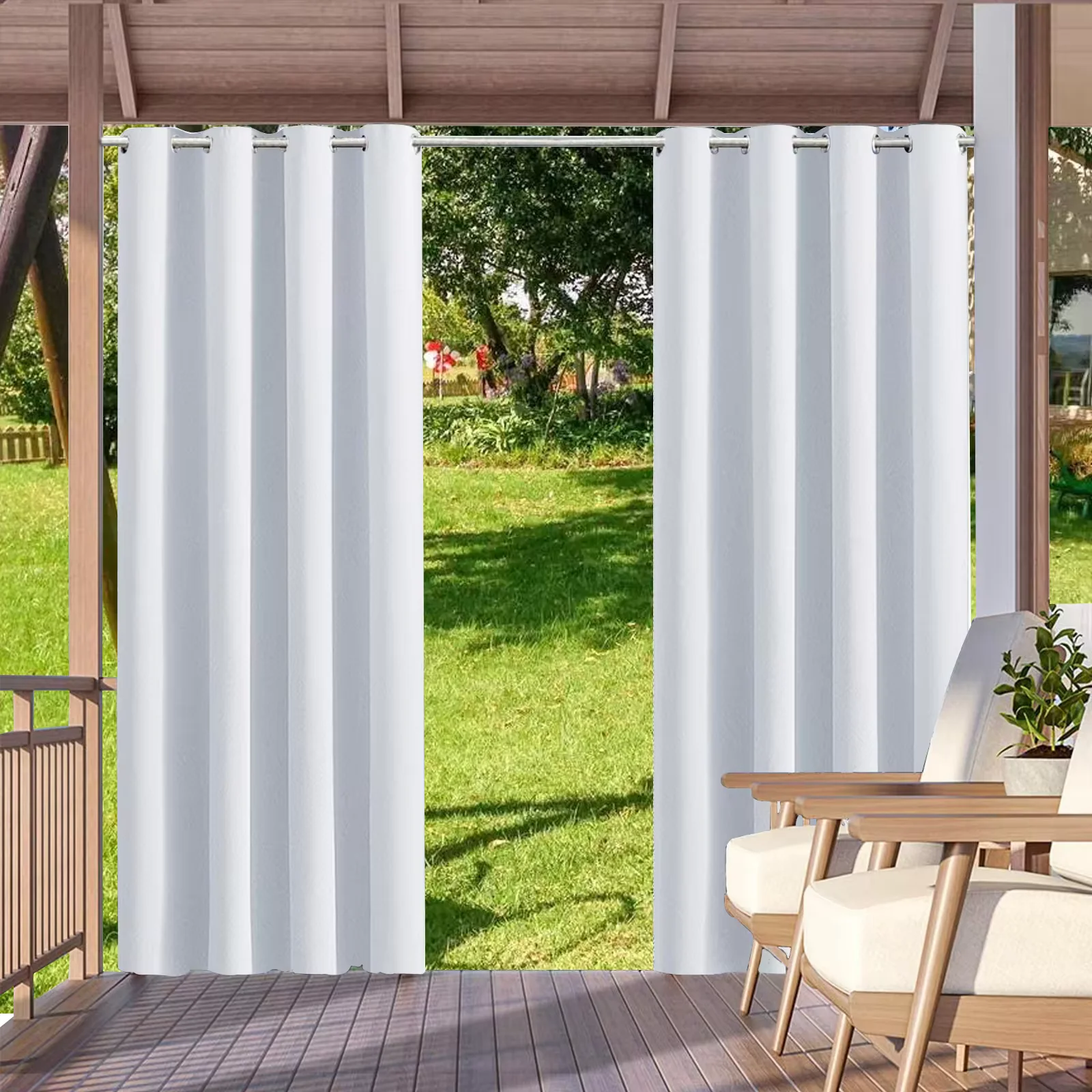 2pcs Outdoor Waterproof Patio Curtains Indoor Blackout Curtain for Living Room Bedroom Pavilion Terrace Garden Porch - Image 10