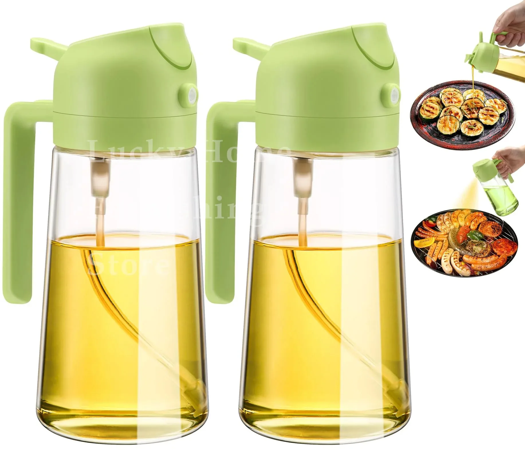 2IN1 Oil Dispenser 1-2PCS Mister 500ML Spray Plastics Oil Spray Bottle with 2pcs Brush Spray Pour Cooking Spritzer BBQ Bottle - Image 8