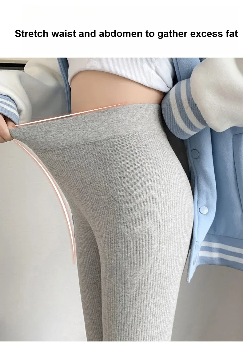 Ribbed Leggings Women High Waist Slim Thermal Wear Leggings Season Wool Pants for Fall Winter Fashion Striped Warm Pants - Image 17