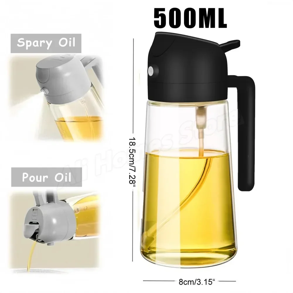 2IN1 Oil Dispenser 1-2PCS Mister 500ML Spray Plastics Oil Spray Bottle with 2pcs Brush Spray Pour Cooking Spritzer BBQ Bottle - Image 20