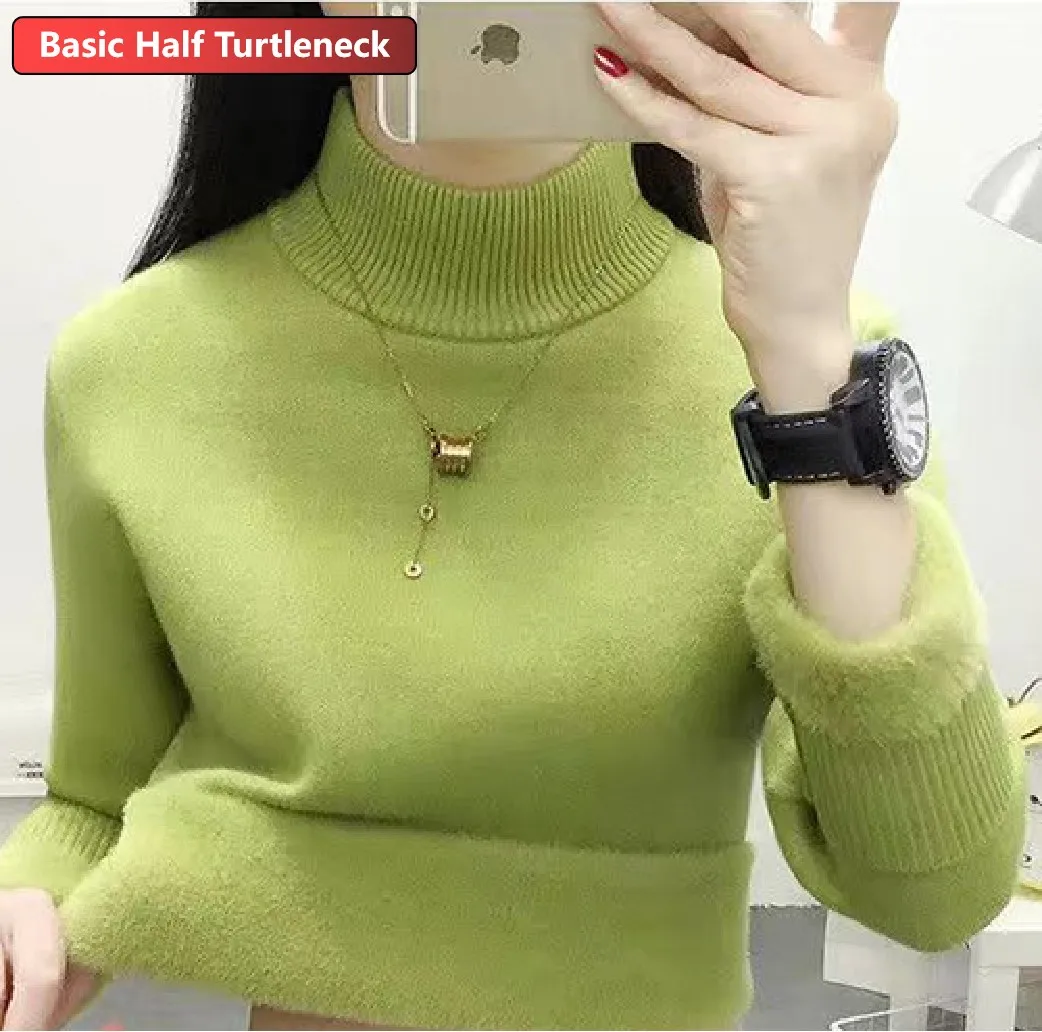 Sweater For Women Winter Thicken Turtleneck Slim Knit Pullover New Warm Plush Velvet Lined Knitwear Jumper Tops Casual Poleras - Image 8