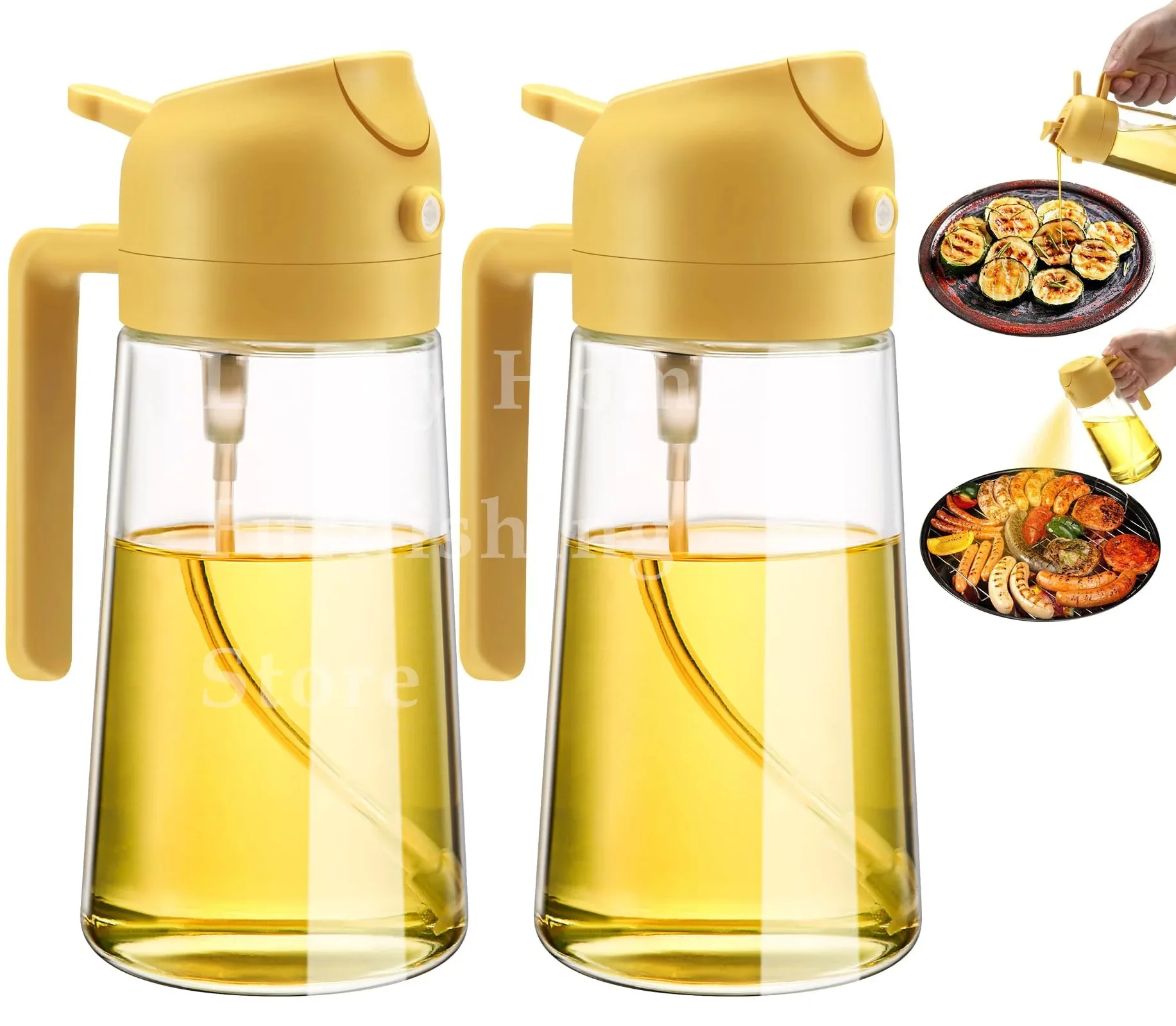 2IN1 Oil Dispenser 1-2PCS Mister 500ML Spray Plastics Oil Spray Bottle with 2pcs Brush Spray Pour Cooking Spritzer BBQ Bottle - Image 7
