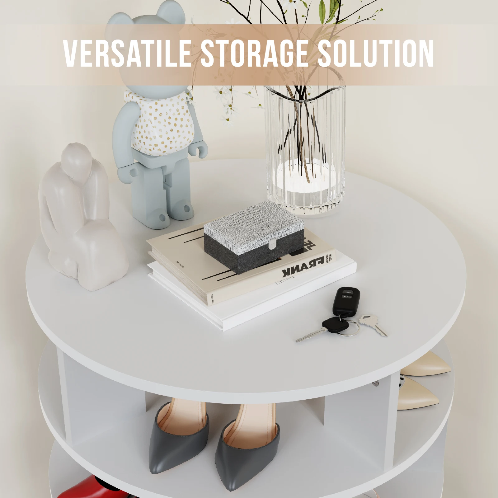 Redlife 5 Tier Rotating Shoe Rack Tower, Hold Over 24 Pairs of Shoes 360° Revolving Shoe Storage Organizer for Closet & Entryway - Image 5