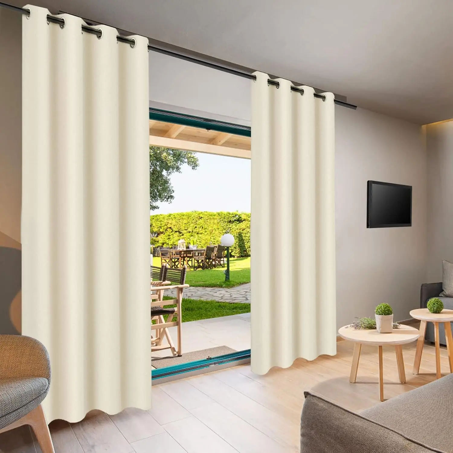 2pcs Outdoor Waterproof Patio Curtains Indoor Blackout Curtain for Living Room Bedroom Pavilion Terrace Garden Porch - Image 14