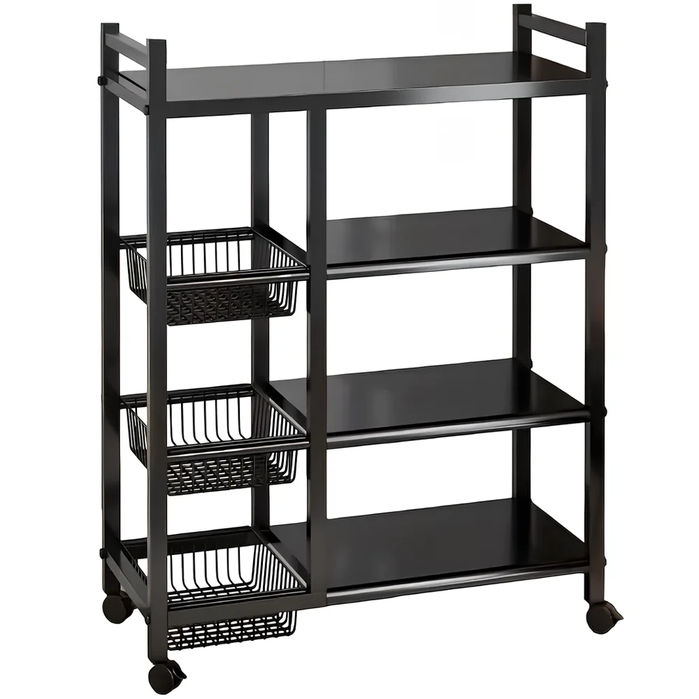New Metal Shelf 4-Tier Storage Rack with Wheels Utility Rack Shelf Basket for Kitchen Bathroom Organizer 92*32*108cm - Image 7