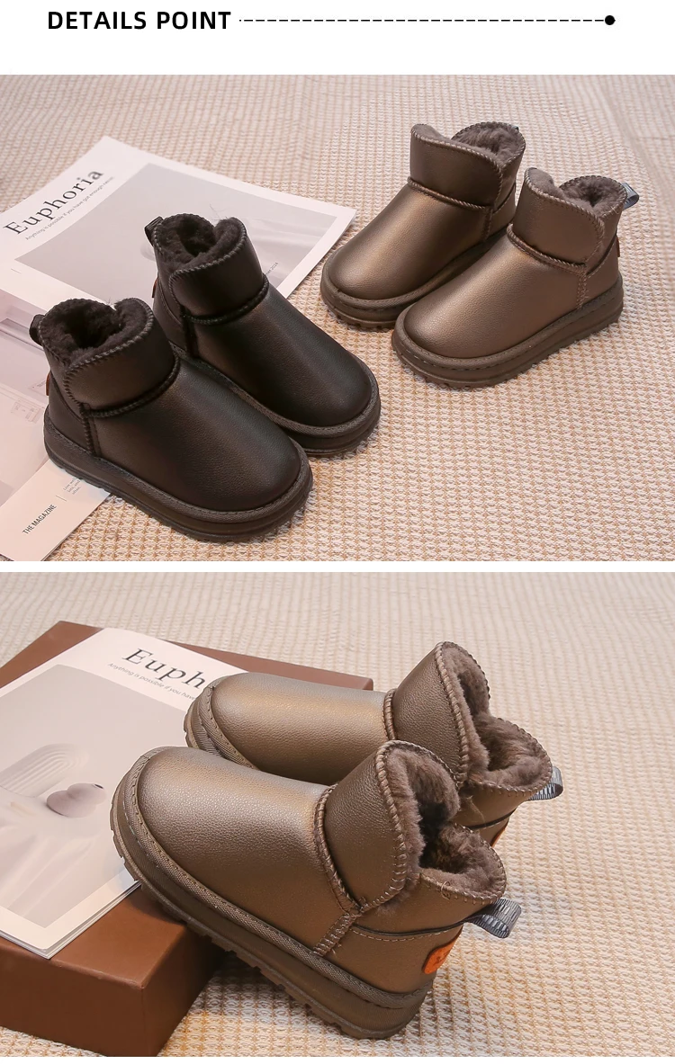 Boys Girls Winter Boots Kids Snow Boots Ankle Slip-on Fashion Classic Warm Thick Plush Cotton Children Rubber Boots 26-37 Soft - Image 8