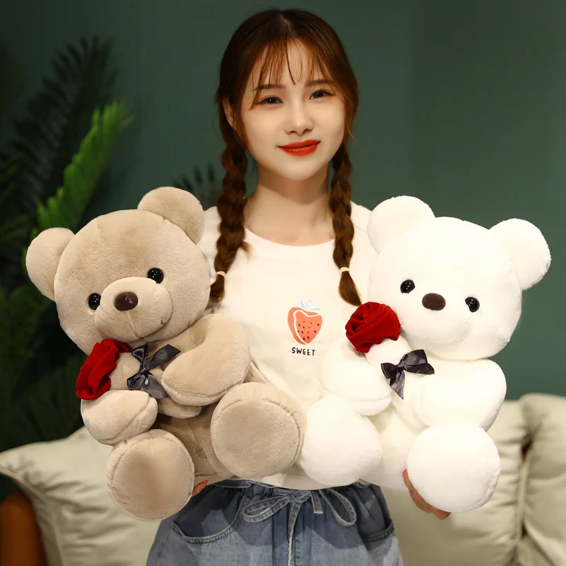 Kawaii Teddy Bear with Roses Plush Toy Soft Bear Stuffed Doll Romantic Gift for Lover Home Decor Valentine's Day Gifts for Girls - Image 9