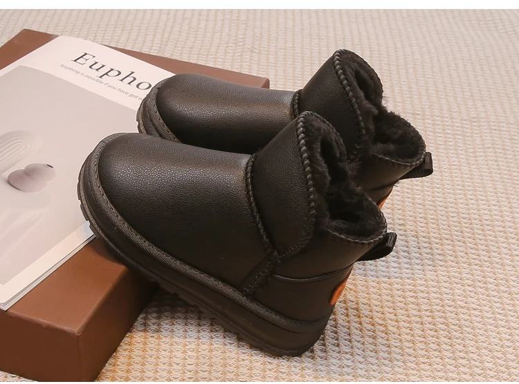 Boys Girls Winter Boots Kids Snow Boots Ankle Slip-on Fashion Classic Warm Thick Plush Cotton Children Rubber Boots 26-37 Soft - Image 13