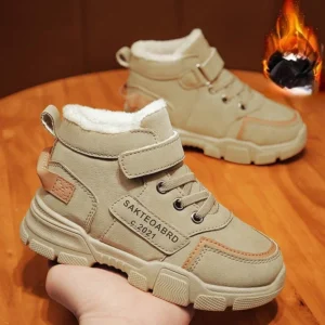 Winter Children's Boots Boys Plus Cashmere Thicken Warm Snow Boots Girls Non-slip Outdoor Boots Student Shoes Hiking Shoes