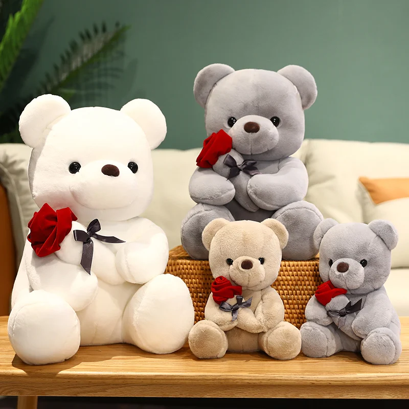 Kawaii Teddy Bear with Roses Plush Toy Soft Bear Stuffed Doll Romantic Gift for Lover Home Decor Valentine's Day Gifts for Girls - Image 8