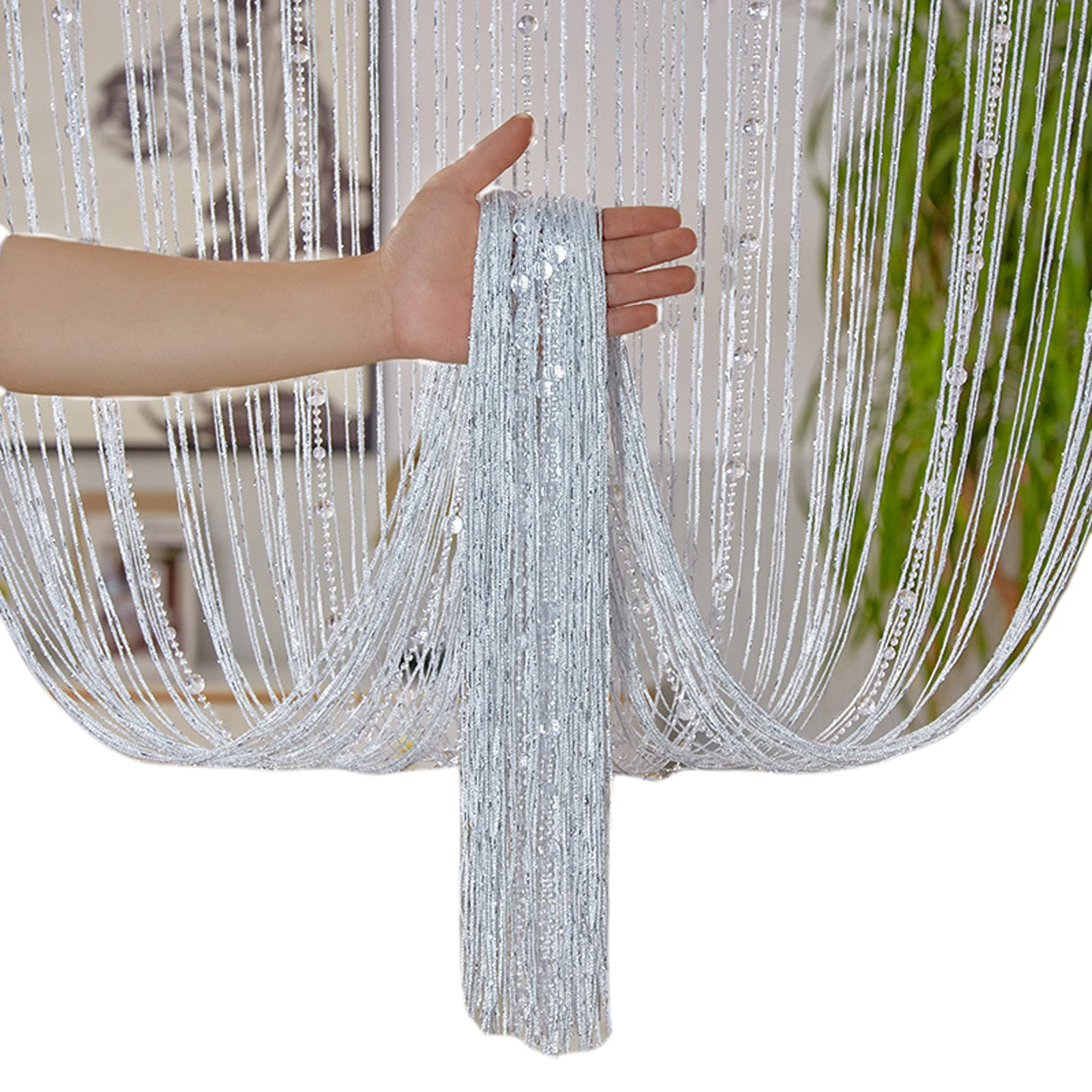Crystal Beaded String Curtains Screen String Divider Blind Flash Line Shiny Tassel String Door Curtain for Living Door Window - Image 2