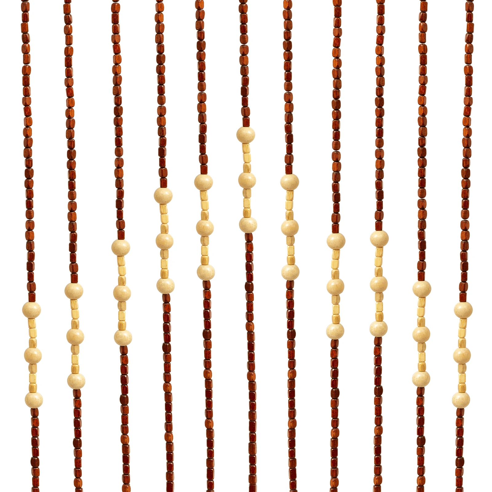 Wooden Bead Curtain 35.4*68.9IN Size 27 Lines Retro Design No-Punch Installation for Living Room Bedroom Door Window Decoration - Image 15